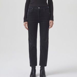 Agolde Riley Long Black Slim Jeans